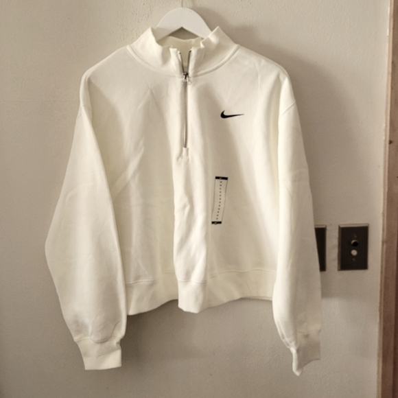 Nike Women's Sportswear Phoenix Fleece Oversized ½-zip Crop Sweatshirt - Sail - Picture 10 of 13